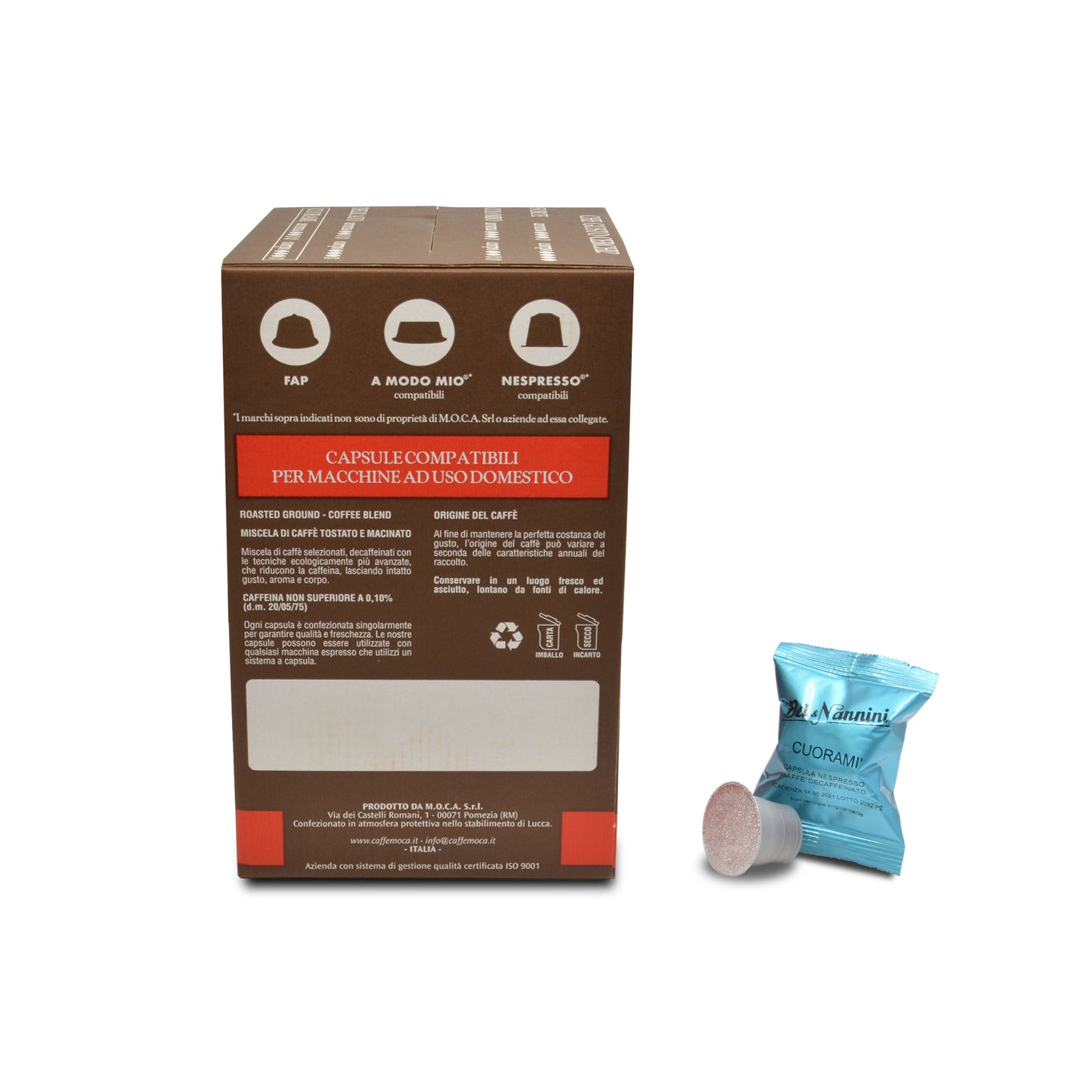 Caffè Decaffeinato Cuoramì® - Capsule compatibili Nespresso® - scatola da 50 capsule