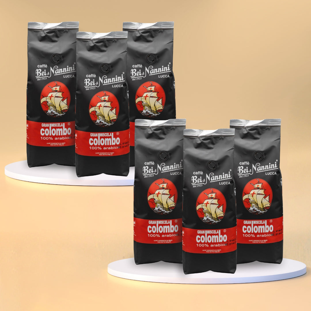 Caffe'in grani Bei & Nannini Confezione FAMIGLIA - Gran Miscela Colombo® 100% arabica - 6x500g