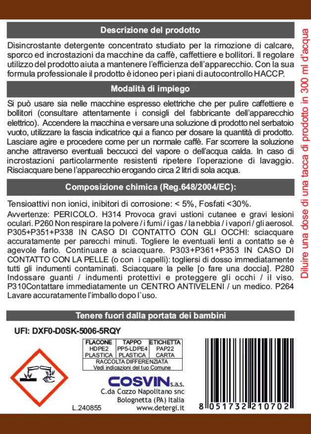 Detergente anticalcare per macchinette