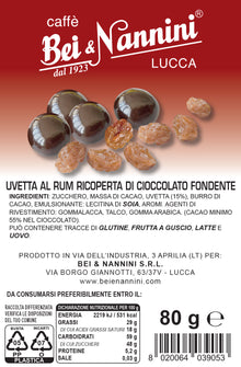 Bolero Bei & Nannini - Uvetta al rum ricoperta di cioccolato fondente confezionata singolarmente 80 g.