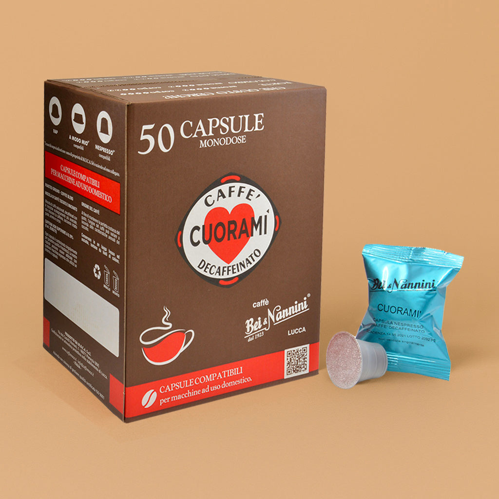 Caffè Decaffeinato Cuoramì® - Capsule compatibili Nespresso® - scatola da 50 capsule