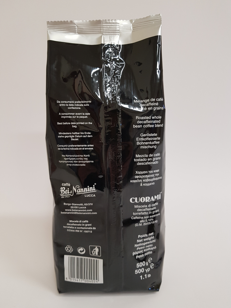 
                  
                    Cuoramì® Decaffeinated Blend Coffee - bag of beans (500g)
                  
                