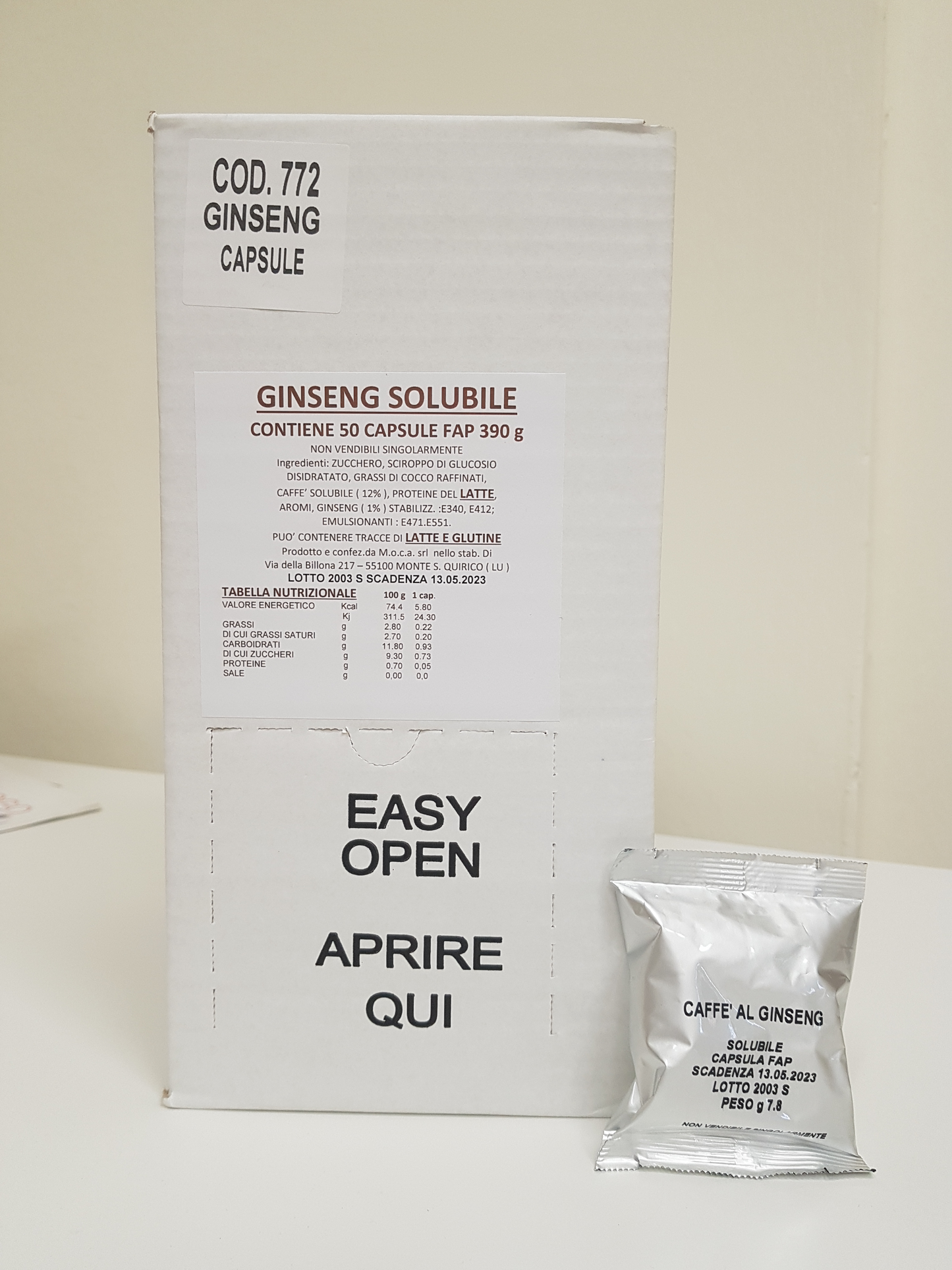 
                  
                    Caffè al ginseng solubile in capsule compatibili Espresso Point FAP® - Scatola da 5 capsule
                  
                