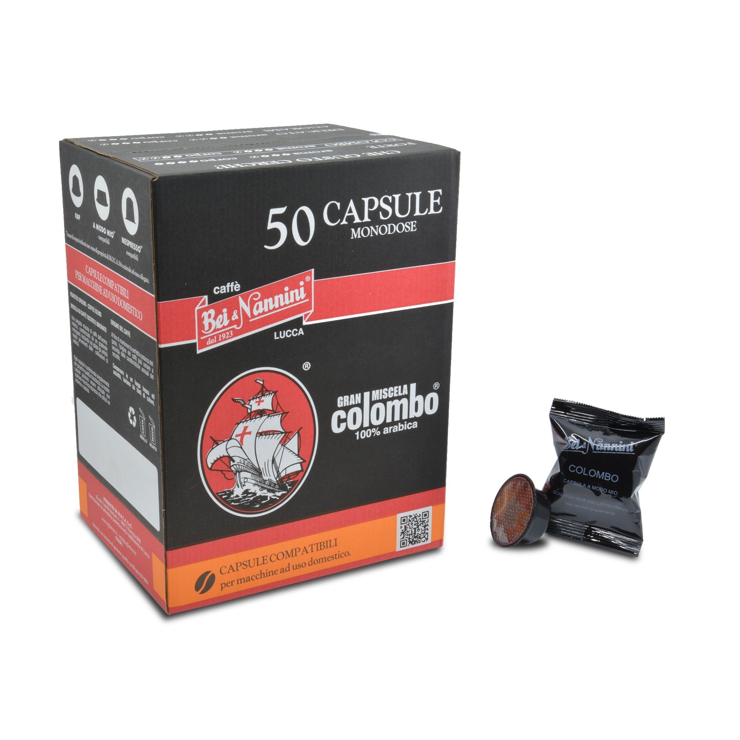 Caffè Gran Miscela Colombo®- Capsule compatibili A Modo Mio® - scatola da 50 capsule - Pregiata miscela di caffè 100% arabica