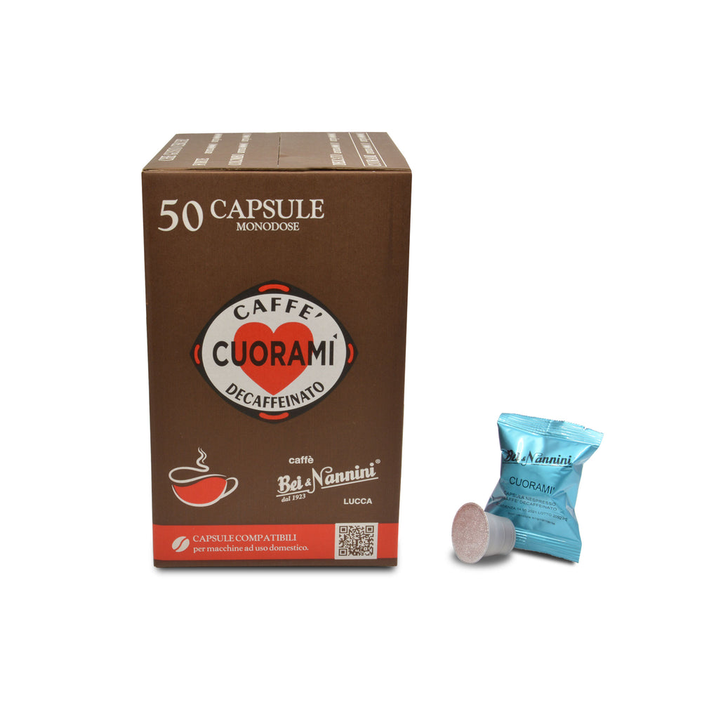 
                  
                    Caffè Decaffeinato Cuoramì® - Capsule compatibili Nespresso® - scatola da 50 capsule
                  
                