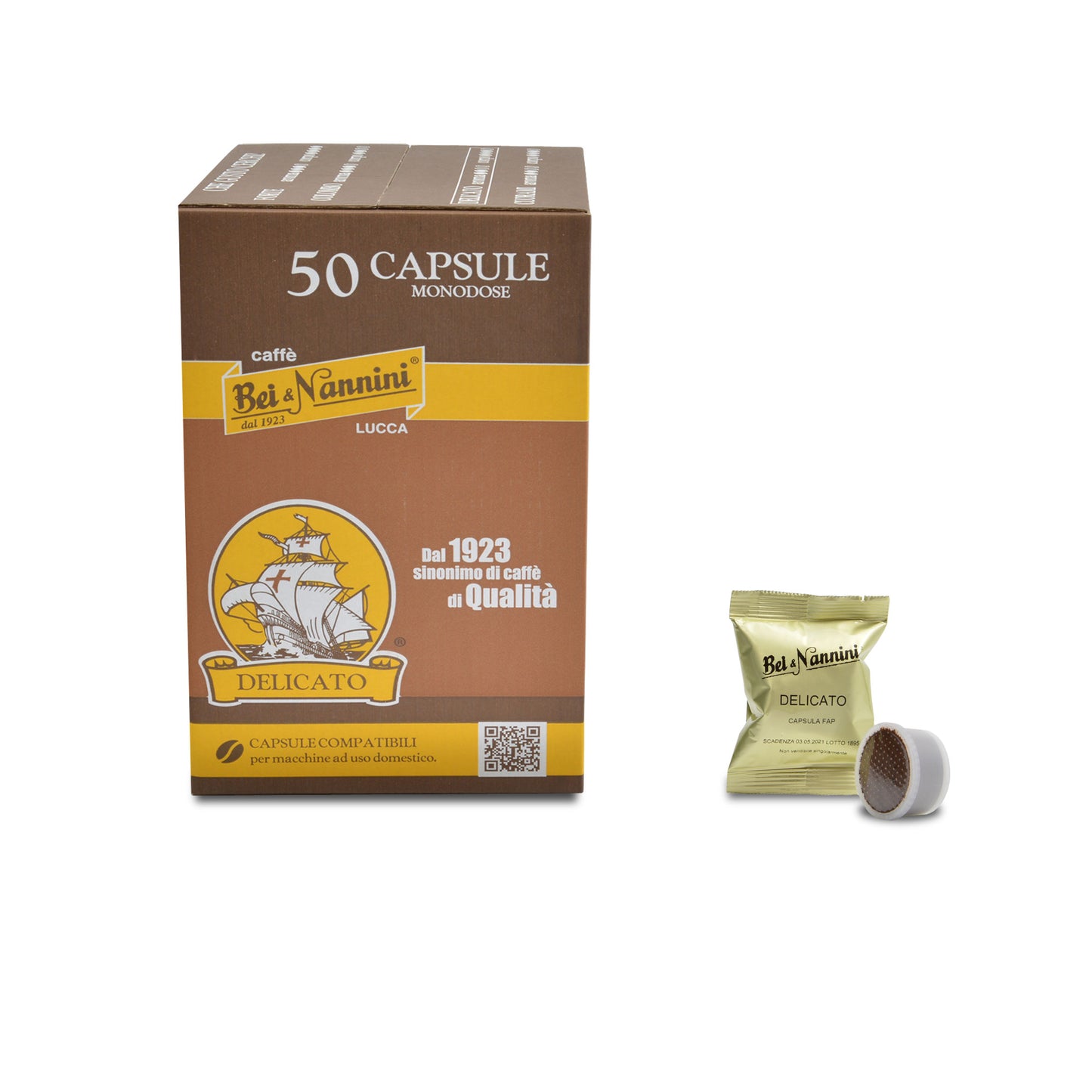 
                  
                    Capsule Miscela Delicato - compatibili Espresso Point Fap®- scatola da 50 capsule
                  
                