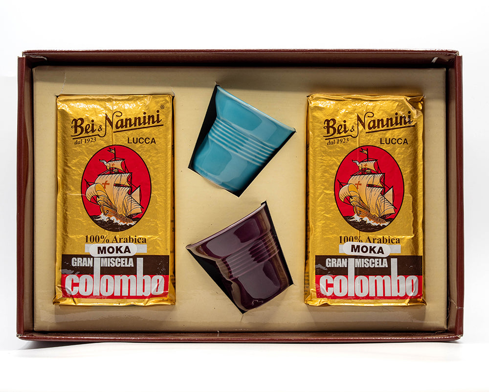 Colombo® Grand Blend Coffee - Gift Box ground mocha or ground Bar + 2 flan glasses