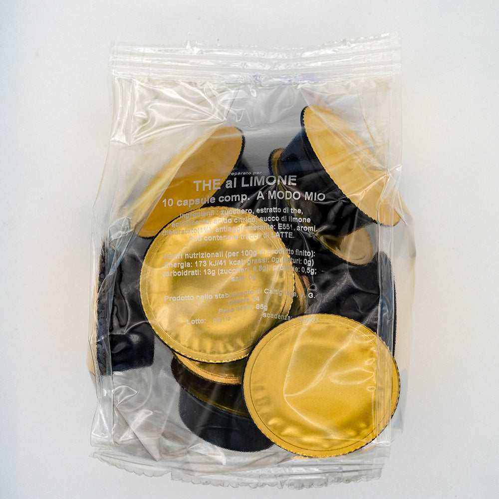 Soluble lemon tea in A Modo Mio® compatible capsules