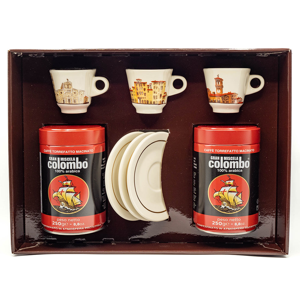 Caffè Gran Miscela Colombo®  - Confezione Regalo macinato moca + 3 tazze
